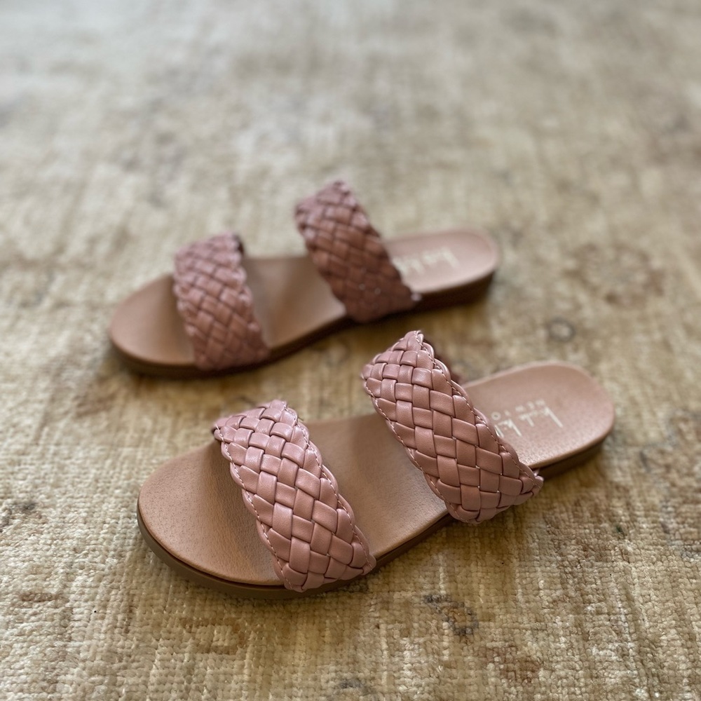 Nicole Miller, Braided Double Band Flat Sandals, Dusty Pink, Size 6 - Picture 8 of 10